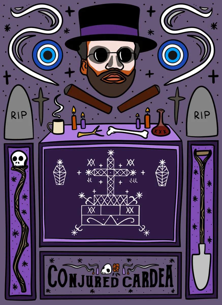 Baron Samedi Candle and Oil-Loa of Transitions, Magic, Fortune, Power-Fet Ghede