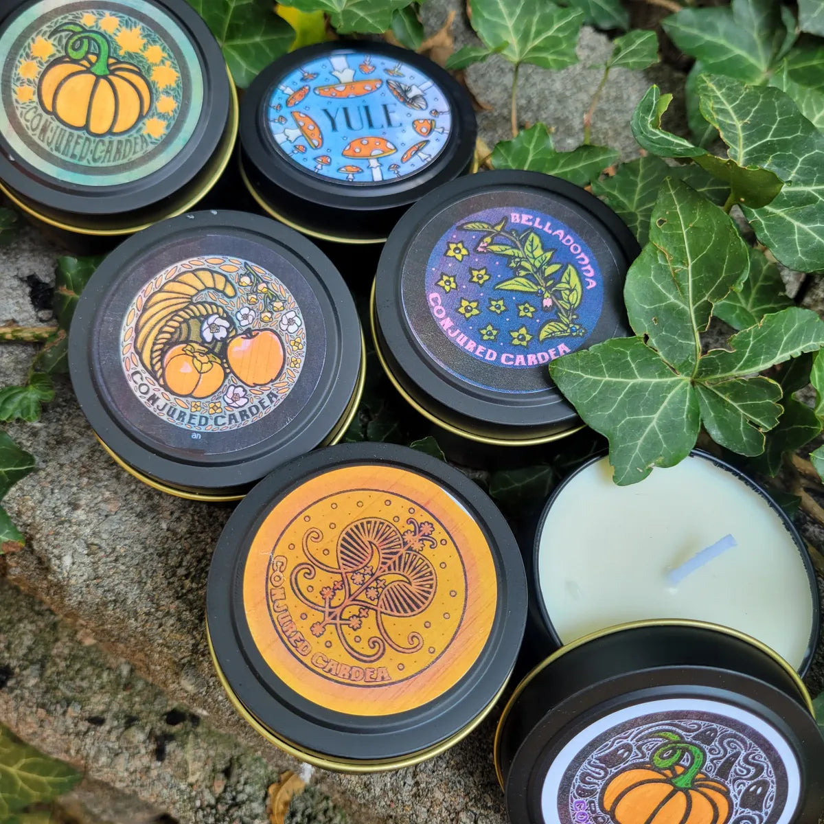 Black Soy Candle Tins: Intention-Charged Candle in 4 oz tin