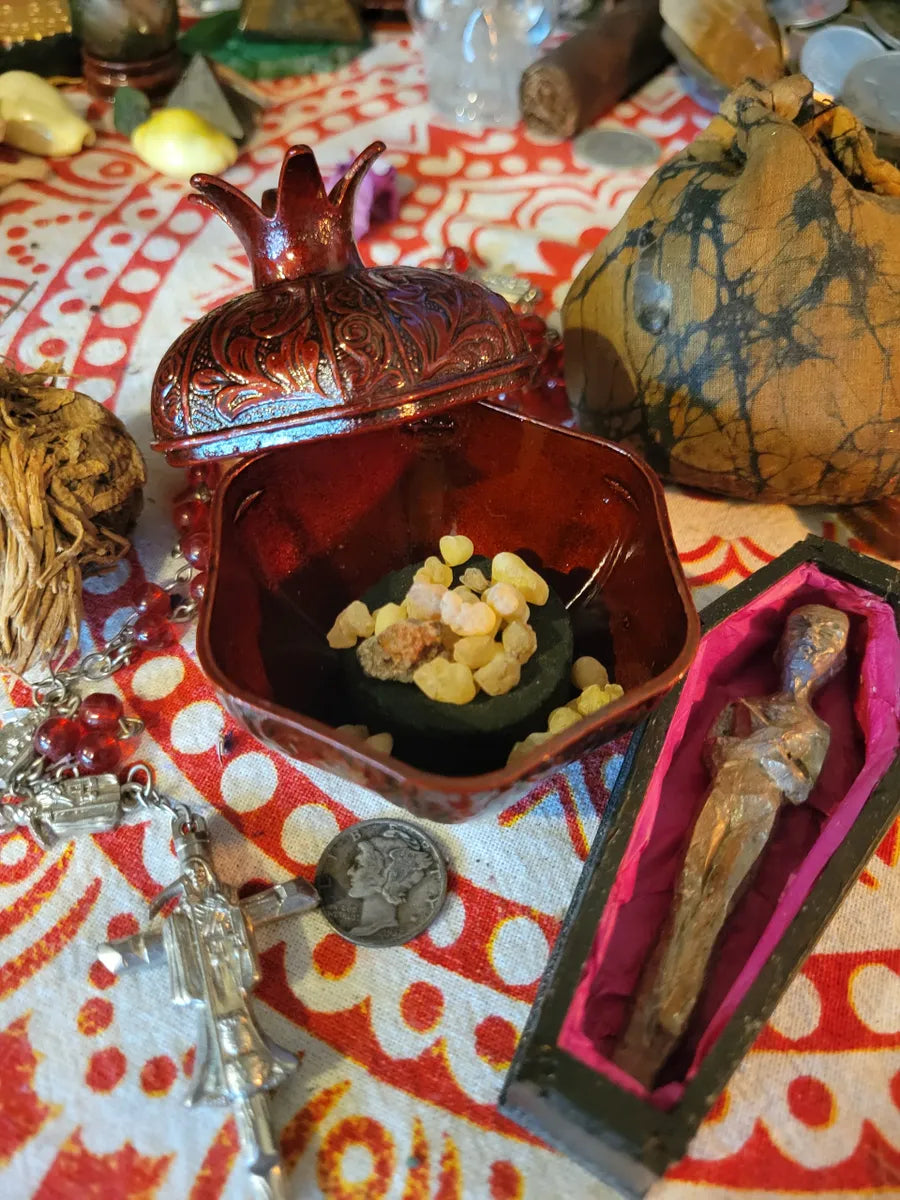 Pomegranate Censer/Spell Box-Prosperity, Protection, Renewal, Ancestral Wealth