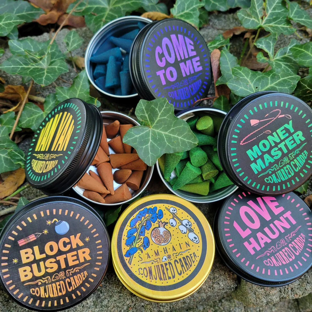 WHOLESALE= 4 TINS OF 20 Incense Cones: Intensify Your Desired Energy