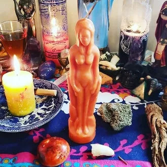 FEMALE-ORANGE Figure Candle-Open Roads, Renewal, Success, Luck