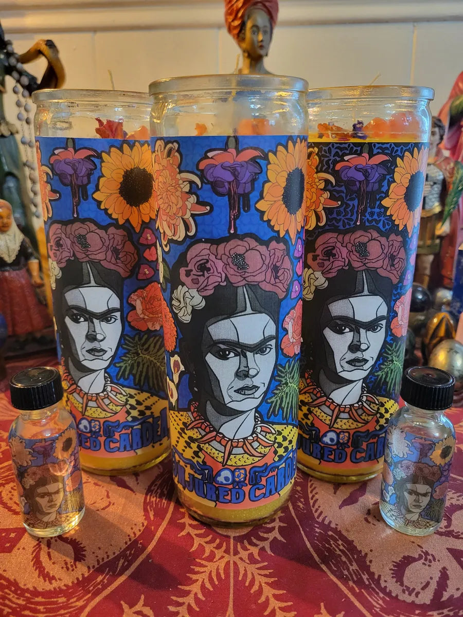 Frida Kahlo Novena Set-Candle and Oil-Creativity, Empowerment, Beauty