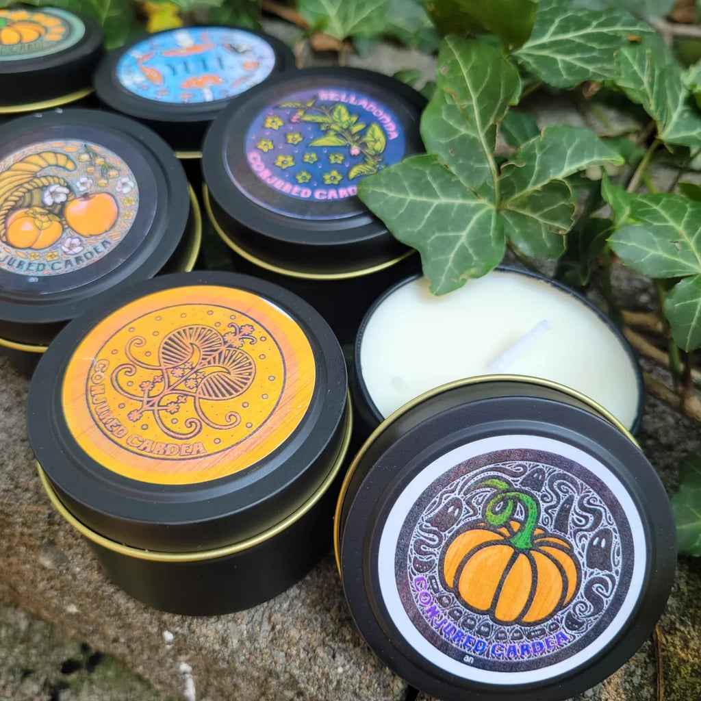 Black Soy Candle Tins: Intention-Charged Candle in 4 oz tin
