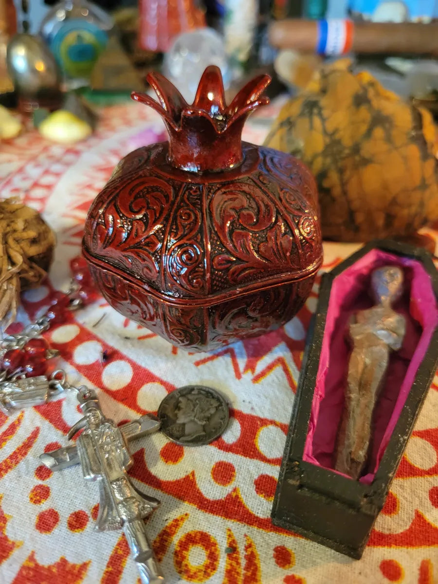 Pomegranate Censer/Spell Box-Prosperity, Protection, Renewal, Ancestral Wealth