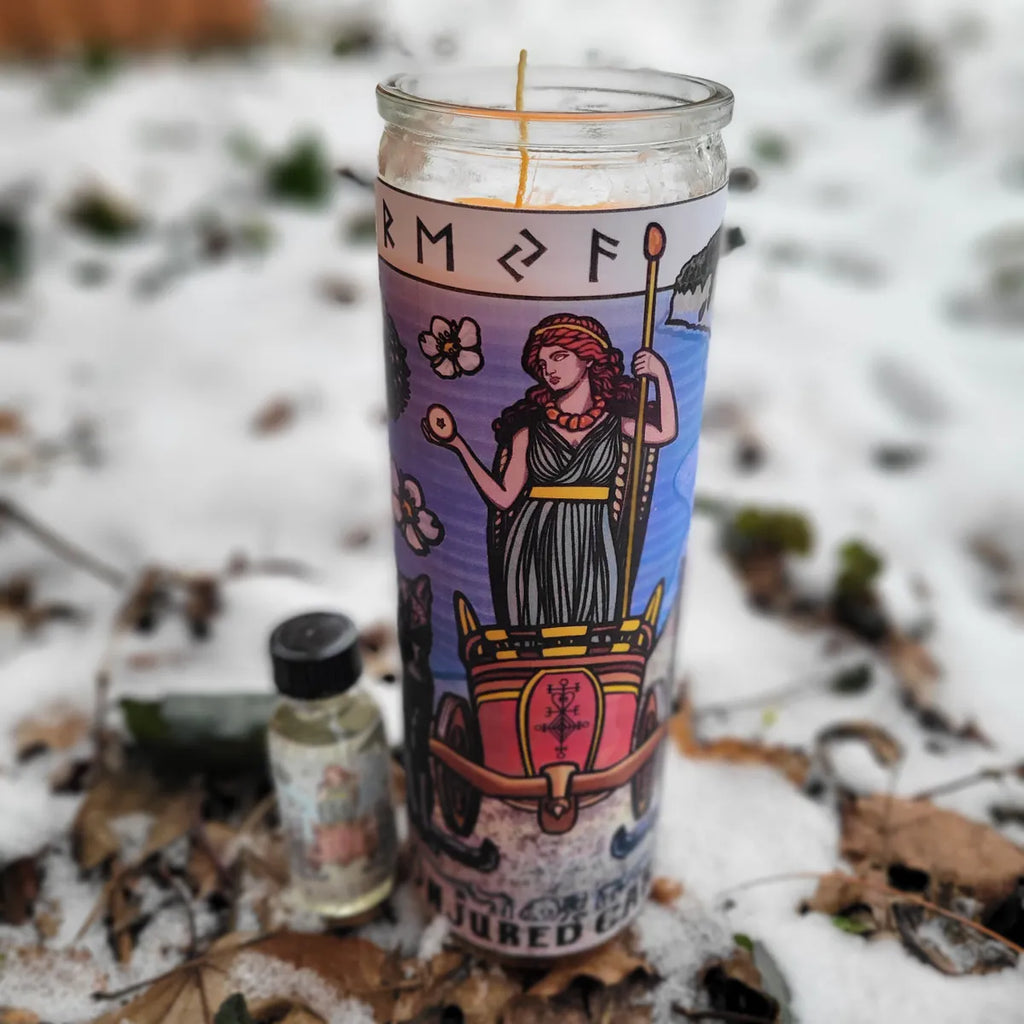 Freya NOVENA Candle WITH OIL-Love, Victory, Witchcraft, Esoteric Wisdom