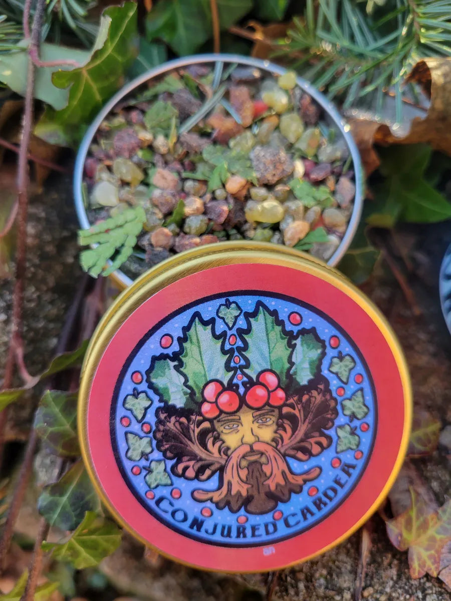 Green Man Resin Incense with Charcoal-Rebirth, Growth, Wealth, Pagan Spiritual Symbol