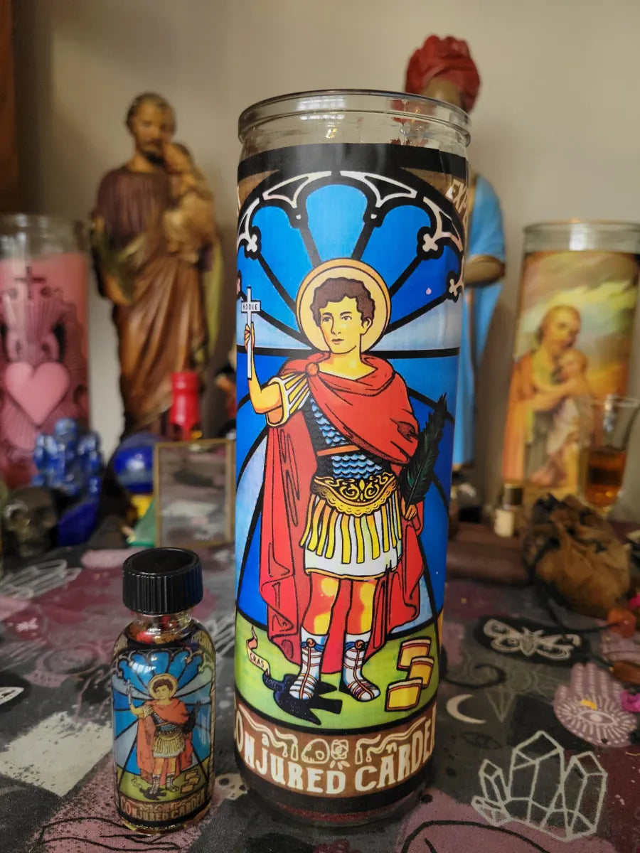 Fixed Saint Expedite Candle with Oil-Expedites Results,Solutions